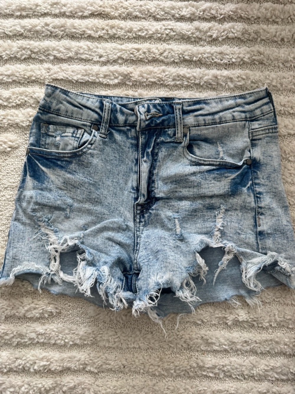 Black Label Light Blue Distressed Denim Shorts